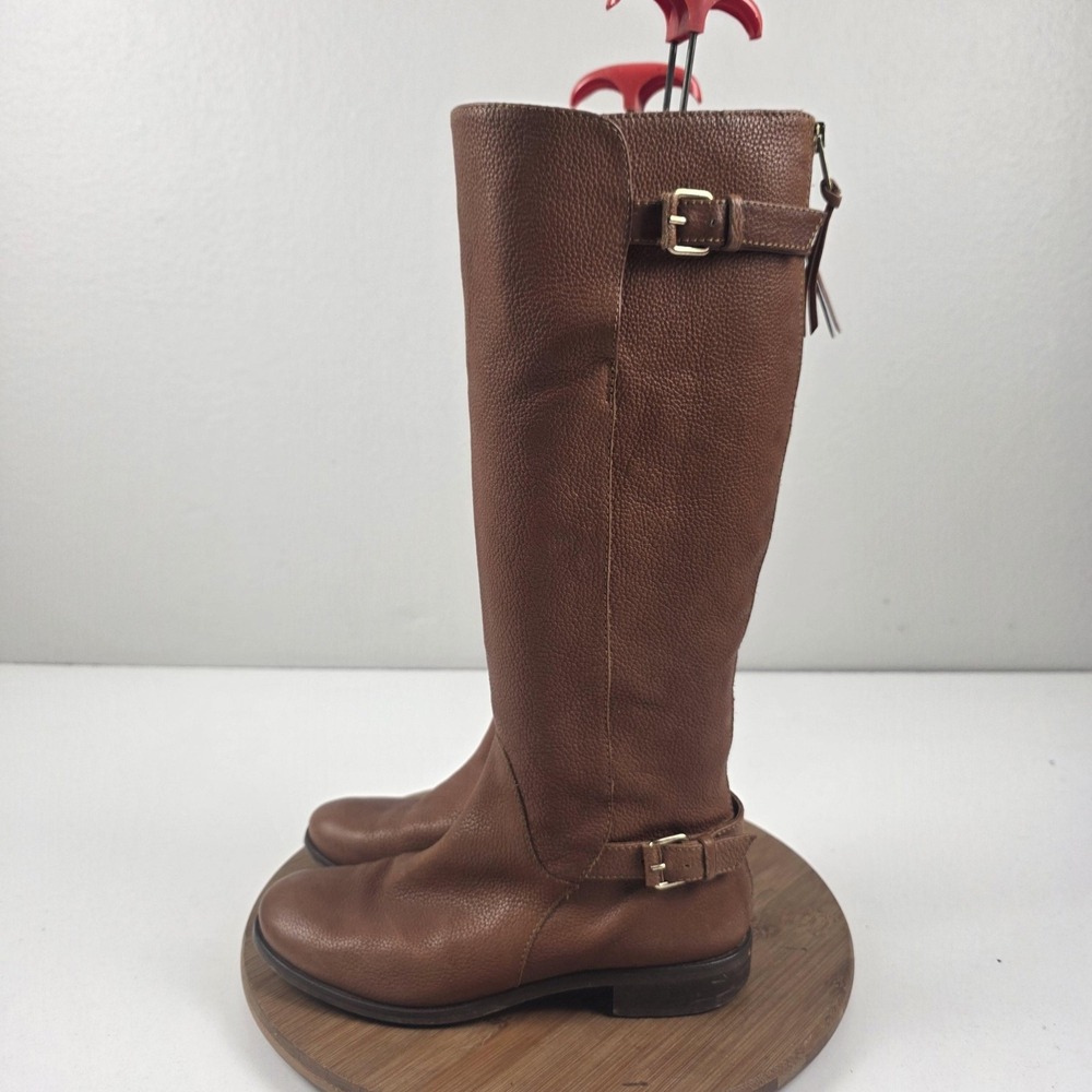 J.Crew Boots Womens Size 8 Brown Leather Knee High Riding Buckle Italy 54650